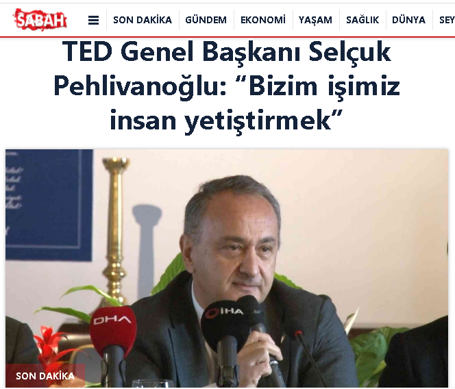 TED Genel Başkanı Selçuk Pehlivanoğlu: “Bizim işimiz insan yetiştirmek”