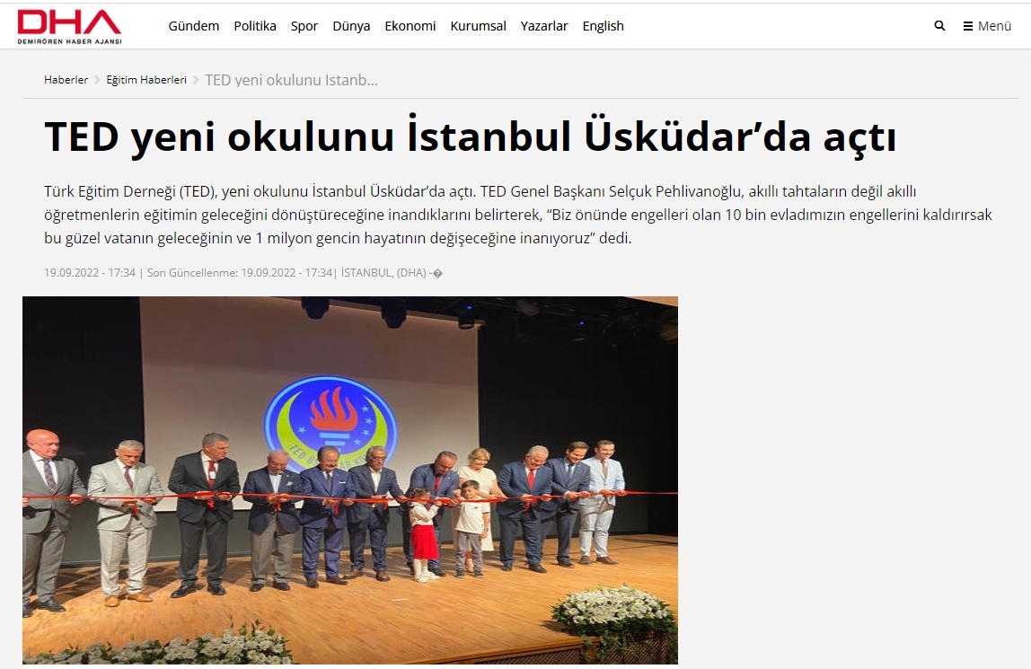 TED Yeni Okulunu İstanbul Üsküdar’da Açtı