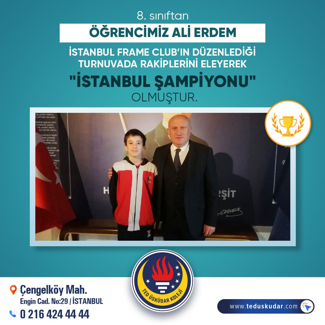 Öğrencimiz Ali ERDEM Bilardo Gençler kategorisinde İstanbul Şampiyonu