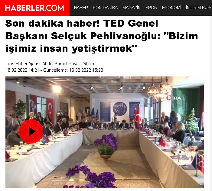 TED Genel Başkanı Selçuk Pehlivanoğlu: "Bizim işimiz insan yetiştirmek"