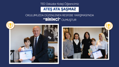 Okulumuzda düzenlenen Resfebe Yarışması’nda birinci olan 5-B sınıfı öğrencimiz Ateş Ata Şaşmaz’ı kutluyoruz.